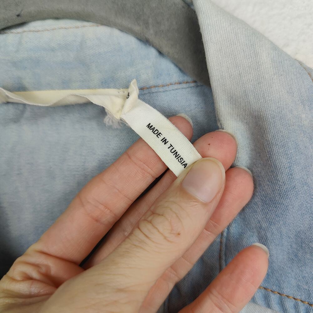 Isabel Marant Etoile Denim Shirt Womens 38‎ US 6 Light Blue Checker Linen Blend - Picture 8 of 10
